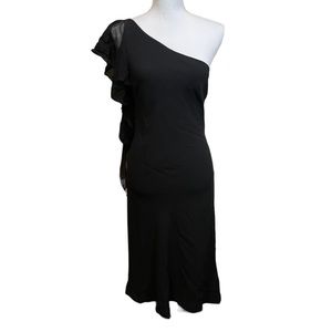 Lauren Ralph Lauren One Shoulder Black Dress. Size 10.